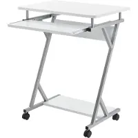 En.casa Computertafel bureau op wielen pc tafel 60x40x75 cm wit