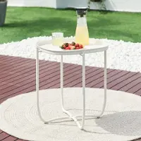 En.casa Tuintafel Sandefjord bijzettafel rond metaal 53x46x46cm wit []
