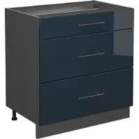 Vicco Fame-Line Onderkasten – 80 cm met 3 laden, zonder werkblad Donkerblauw hoogglans