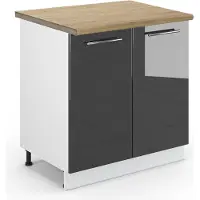 Vicco Fame-Line Wastafelkast – 80 cm met legplank, WB Eik Antraciet Hoogglans