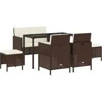 vidaXL 6-delige Tuinset met kussens poly rattan bruin