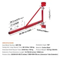 OEM Elektrische windensteunarm, verstelbaar ontwerp, duurzame stalen constructie, draagvermogen 150-300 kg