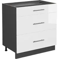 Vicco Fame-Line Keukenonderkast – 80 cm met 3 laden, zonder werkblad Wit Hoogglans
