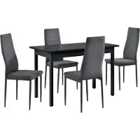 En.casa [] Eetset bestaande uit een tafel van 120x60 cm in zwart en 4 design-eetkamerstoelen. Eettafel met set van 4 gestoffeerde stoelen