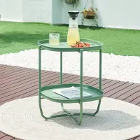 En.casa Tuintafel Sandefjord bijzettafel metaal 57,5x46x46cm groen []