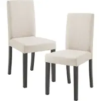 En.casa Eetkamerstoel 'Hamburg', set van 2, gestoffeerde stoel, textiel, houten poten, beige