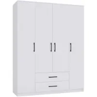 Top E Shop Topeshop ROMANA 160 BIEL KPLB: Slaapkamerkast met 11 planken en 4 deuren, wit. Garderobe