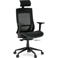 Autronic kantoorkruk, zwart, met mesh-net, metalen frame, kunststof kruisvoet, 2D armleuningen, wielen