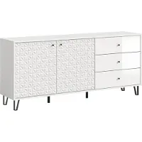 Ebuy24 Prisma dressoir 3 laden, 2 deuren wit, hoogglans wit.