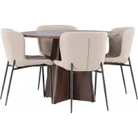 Ebuy24 Bootcut eethoek tafel Ø110cm en 4 bouclé stoelen mocca.