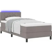 Syfax Boxspring bed met LED-stripverlichting Taupe 100 x 200 cm Stof