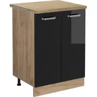 Vicco R-Line Keukenonderkast – 60 cm, WB Eik Zwart hoogglans