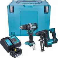 Makita Boormachine + slagboor, DLX 2278 SF1J accukit + DHP 484 klopboormachine 54 Nm + DHR 171 klopboormachine 1,2 J