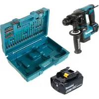 Makita DHR 171 G1X3 accu boormachine 18 V 1.2 J SDS-Plus Brushless + 1x oplaadbare accu 6.0 Ah + 65-delige accessoireset + koffer - zonder oplader