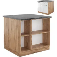 Vicco Fame-Line Keukeneiland – 90 cm met lade, zonder werkblad Wit hoogglans/goud power eiken