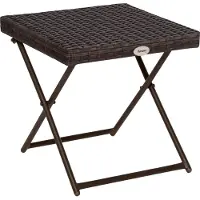 Outsunny Sunny Tuintafel bijzettafel opvouwbare poly-rotan bloemenstandaard tuinmeubelen terras