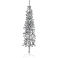 Prolenta Maison Exclusive - Kunststof halve kerstboomstandaard, slank, zilverkleurig, 150 cm