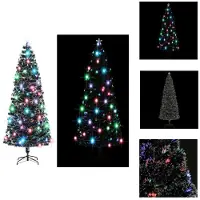 vidaXL Kerstboom met verlichting en standaard, 240 cm, glasvezel - Kerstbomen