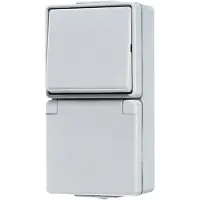 JUNG JG APWG WG 600, combinatie van 676W, Schuko-stopcontact en wisselcontact, grijs