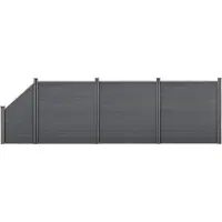 Neu.holz WPC omheining voor de tuin met schuin privacy scherm, windscherm en lamellen, omheining 183x625 cm [nieuw hout]