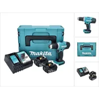Makita Boormachine + slagboor, DDF 453 RTJ Snoerloze boormachine 18 V 42 Nm + 2x oplaadbare batterij 5.0 Ah + lader + Makpac (Oplaadbare batterij)