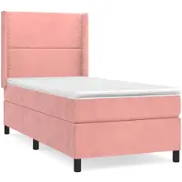 vidaXL Boxspring met matras fluweel roze 80x200 cm