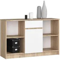 Akord Ladekast B-17 met 1 Lade en 6 Planken / Furniture Factory / Sonoma Eik - Wit / 120 x 77 x 40 cm