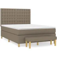 vidaXL Boxspring met matras stof taupe 140x190 cm