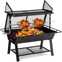 Blumfeldt Milos Alto rotisserie grill vuurvaste stalen constructie houtopslag