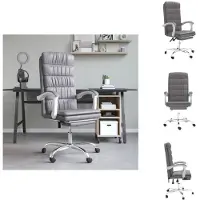 vidaXL bureaustoel met ligfunctie, grijs, kunstleer - Bureaustoelen