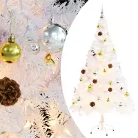 Prolenta Maison Exclusive - Kunstkerstboom met verlichting en ballen, wit, 150 cm