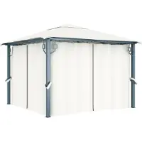 The Living Store De Living Store paviljoen met gordijnen, 300 x 300 cm, crème kleur, aluminium