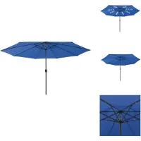 vidaXL Parasol Tuin - 400x267 cm - Azuurblauw - Polyester - Parasol