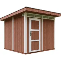 Timbela M903-REDWOOD RED - LP SmartSide Tuinhuis op houtbasis - 6 m² - 294x279xH237 cm - met vloer en verf