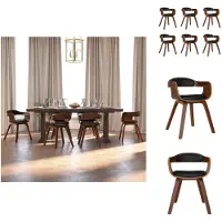 vidaXL Eetkamerstoel - Eetkamerstoelen - Eetzaalstoel - Eetzaalstoelen - Eetkamerstoelen 6 st gebogen hout en kunstleer zwart