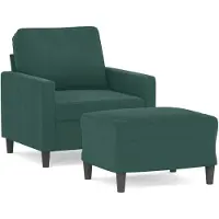 vidaXL Fauteuil met voetenbank 60 cm fluweel donkergroen