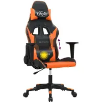 vidaXL Massage gamestoel kunstleer zwart en oranje