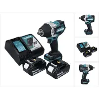 Makita Boormachine + slagboor, DTW 700 RM Accu-slagmoersleutel 18 V 700 Nm 1/2" XPT Borstelloos + 2x accu 4.0 Ah + lader (Oplaadbare batterij)