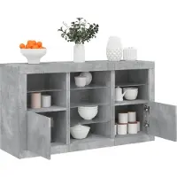 vidaXL Dressoir met LED-verlichting 123x37x67 cm betongrijs