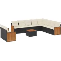 vidaXL 11-delige Loungeset met kussens poly rattan zwart