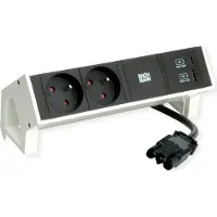 Bachmann DESK2, 2x UTE-aansluiting, 1x USB A/C-poort, 22W, 0,2 meter, GST18, RAL9010