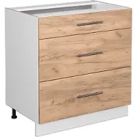 Vicco Fame-Line Keukenonderkast – 80 cm met 3 laden, zonder werkblad Krachtige eik goud