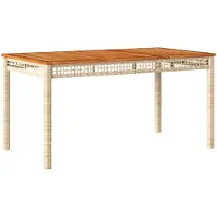 vidaXL Tuintafel 140x80x75 cm poly rattan en acaciahout beige