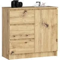 Akord Ladekast JERRY met 3 Lades en 2 Deuren / Furniture Factory / Artisan Eik / 80 x 77 x 35 cm