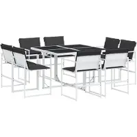 vidaXL 9-delige Tuinset met kussens textileen wit