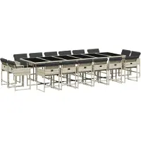 vidaXL 17-delige Tuinset met kussens poly rattan lichtgrijs