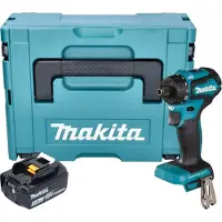 Makita Boormachine + slagboor, DDF 083 F1J Accuboormachine 18 V 40 Nm 1/4'' borstelloos + 1x oplaadbare accu 3.0 Ah + Makpac -
