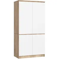 Akord Kledingkast S90 met 4 Deuren / Furniture Factory / Sonoma Eik - Wit / Moderne / 180x90x51 cm