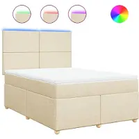 vidaXL Boxspring met matras stof crèmekleurig 140x190 cm