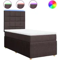 vidaXL Boxspring met matras stof donkerbruin 80x200 cm